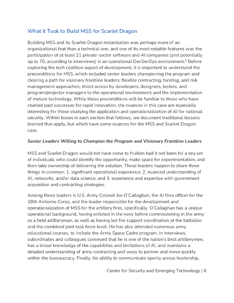 CSET：2024年建立技术联盟Maven项目和美国第18空降军如何为国防部实施软件和人工智能报告（英文版）_第7页