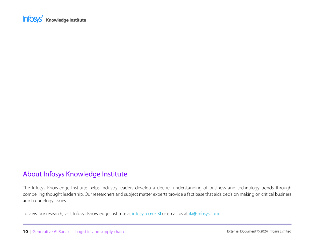 印孚瑟斯Infosys：2024年生成式人工智能雷达报告-物流和供应链（英文版）_第10页