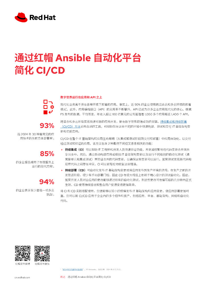 RedHat红帽：2024年通过红帽Ansible自动化平台简化CI/CD