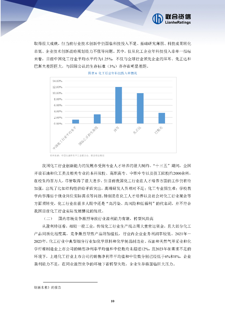 联合资信：2024年化工企业发展新质生产力面临的机遇和挑战_第10页