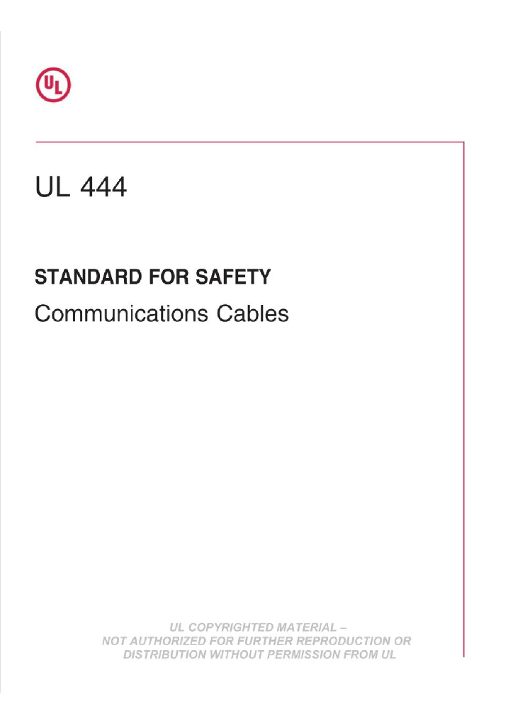 UL444-2017 第 4 版 通信电缆