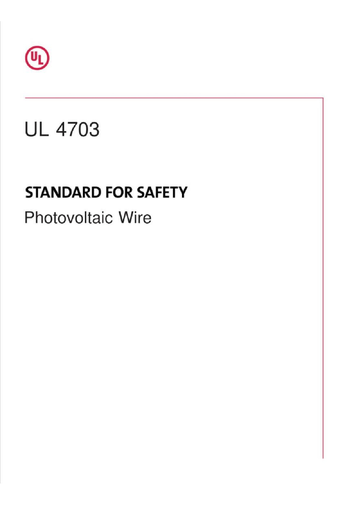 UL 4703-2014 光伏电线标准