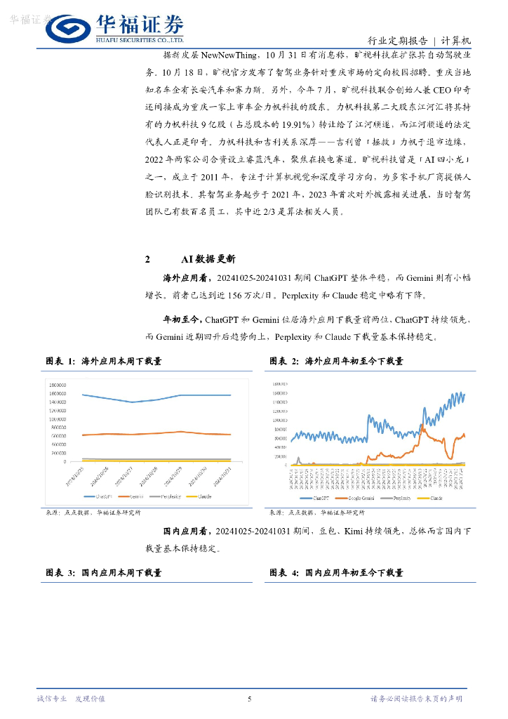 华福证券：计算机行业定期报告：ChatGPT上线实时搜索功能，Google开发「代操作」AI功能_第5页