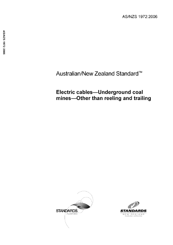 AS/NZS 1972:2006 地下采煤工程用非卷绕-拖曳电缆