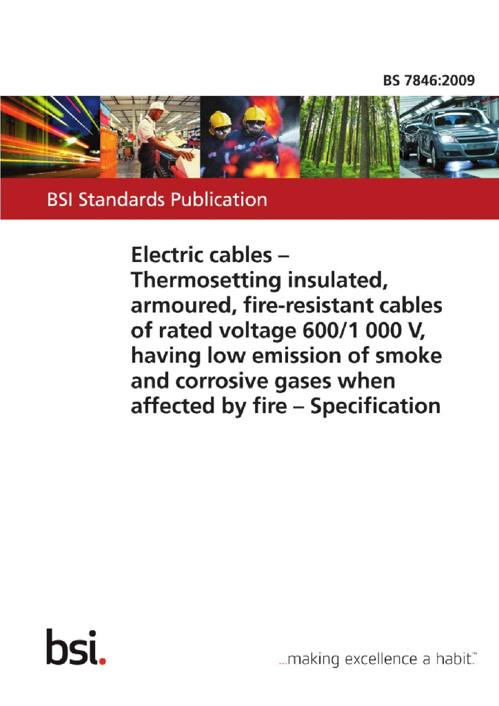 BS 7846:2009 电缆.受火影响时排放少量烟和腐蚀气体的600/1000V热固绝缘铠装耐火电缆