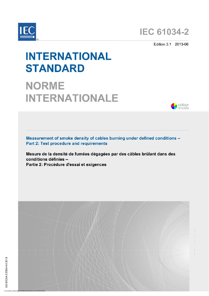 IEC 61034-2-2013 在规定条件下燃烧电缆的烟雾密度测量