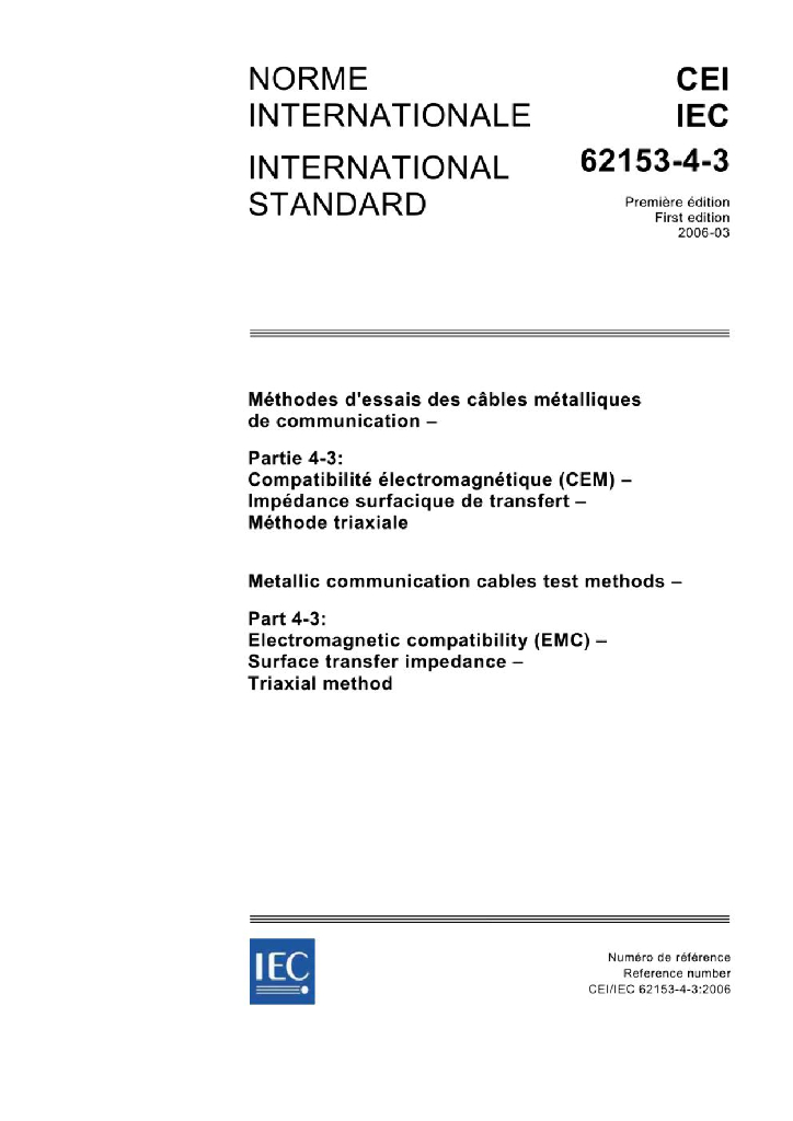 IEC 62153-4-3:2006 金属通信电缆试验方法-第4-3部分