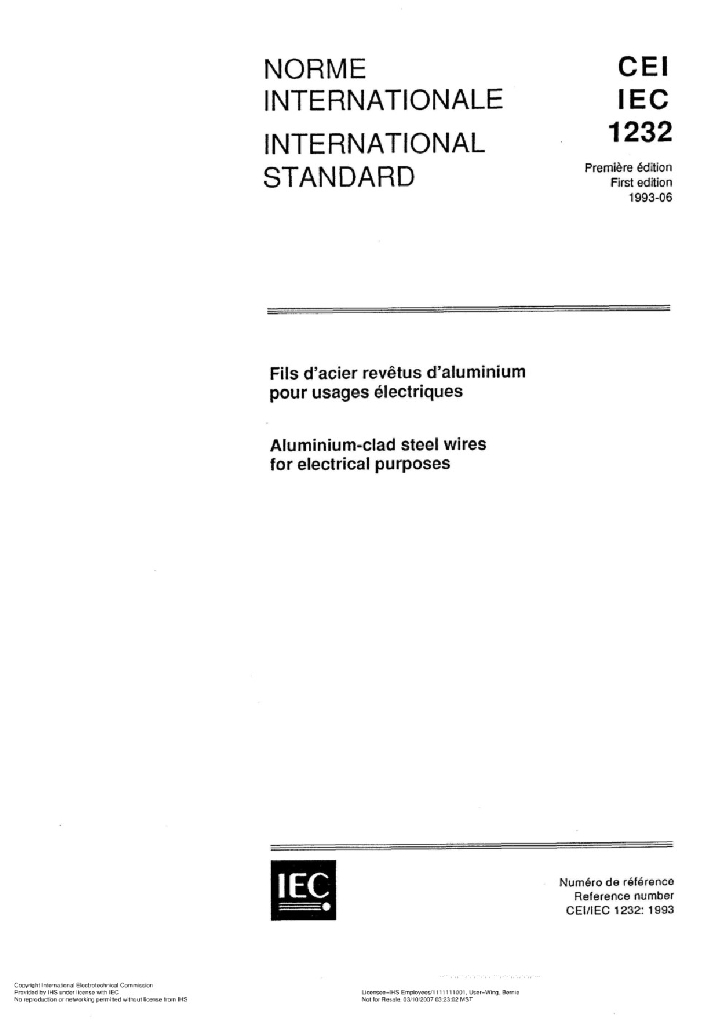 IEC 61232-1993 电工用铝包钢线