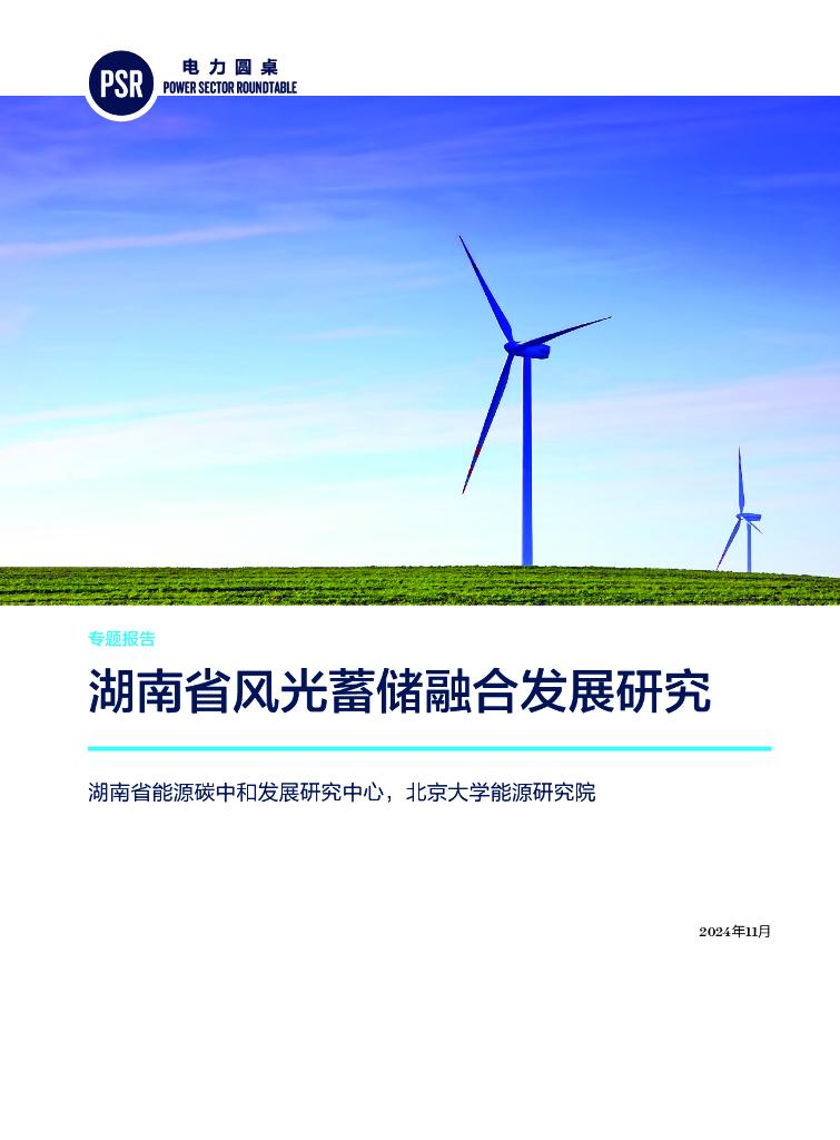 湖南省能源<em>碳中和</em>发展研究中心&北京大学能源研究院：2024年湖南省风光蓄储融合发展研究专题报告 海报