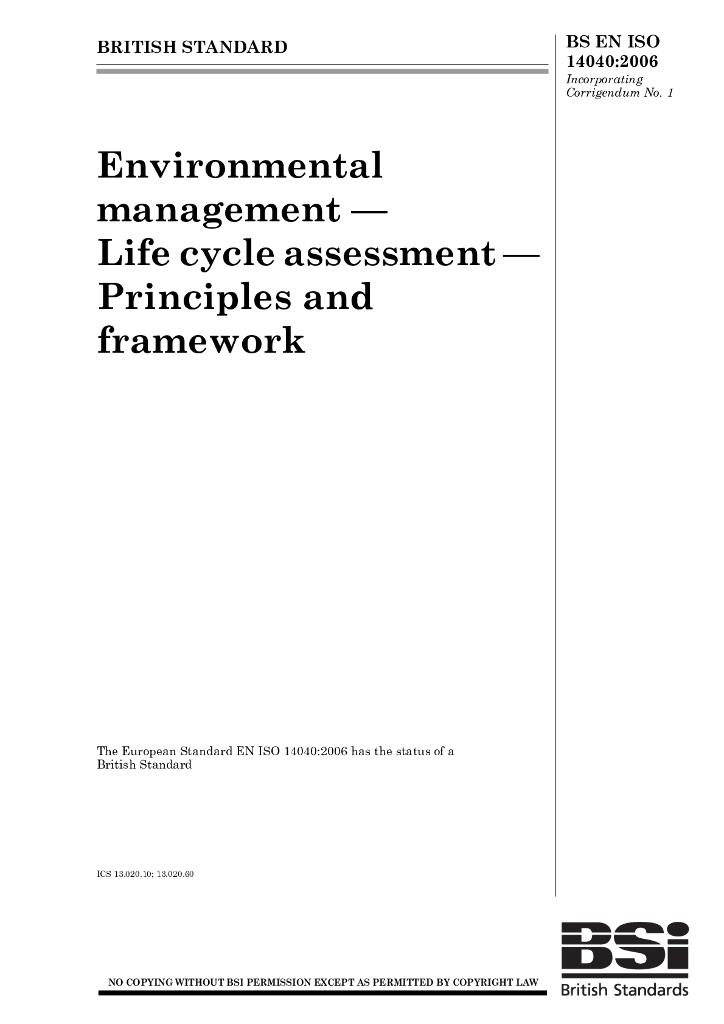 ISO 14040-2006（EN）生命周期评估原则和架构（英文版）