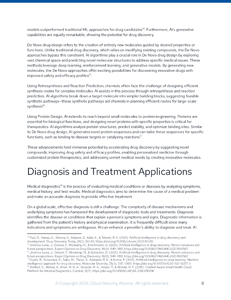云安全联盟（CSA）：2024年人工智能在医学研究中的应用与考量研究报告（英文版）_第8页