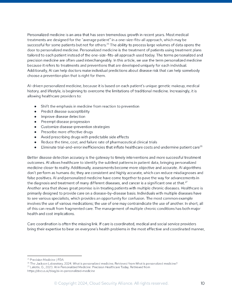云安全联盟（CSA）：2024年人工智能在医学研究中的应用与考量研究报告（英文版）_第10页