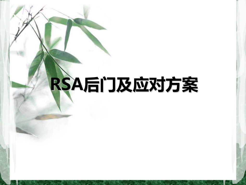 RSA后门证明和应对方案