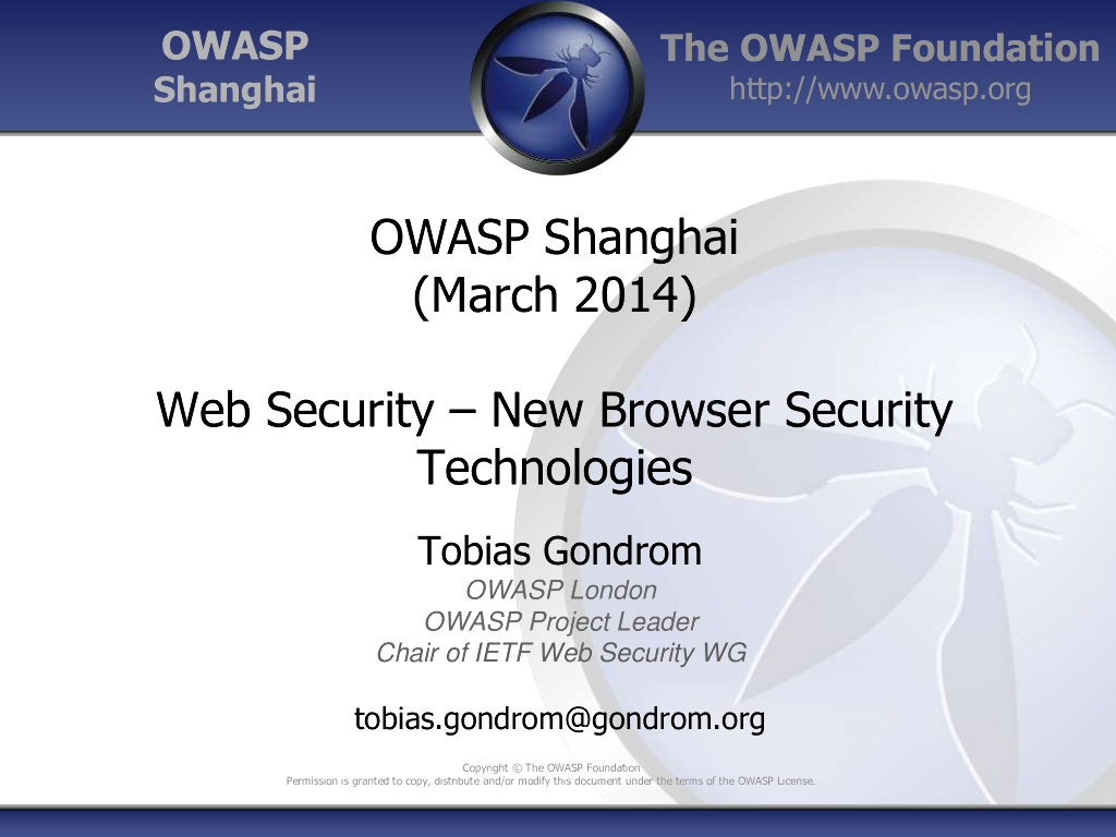 OWASP：New Browser Security Technologies