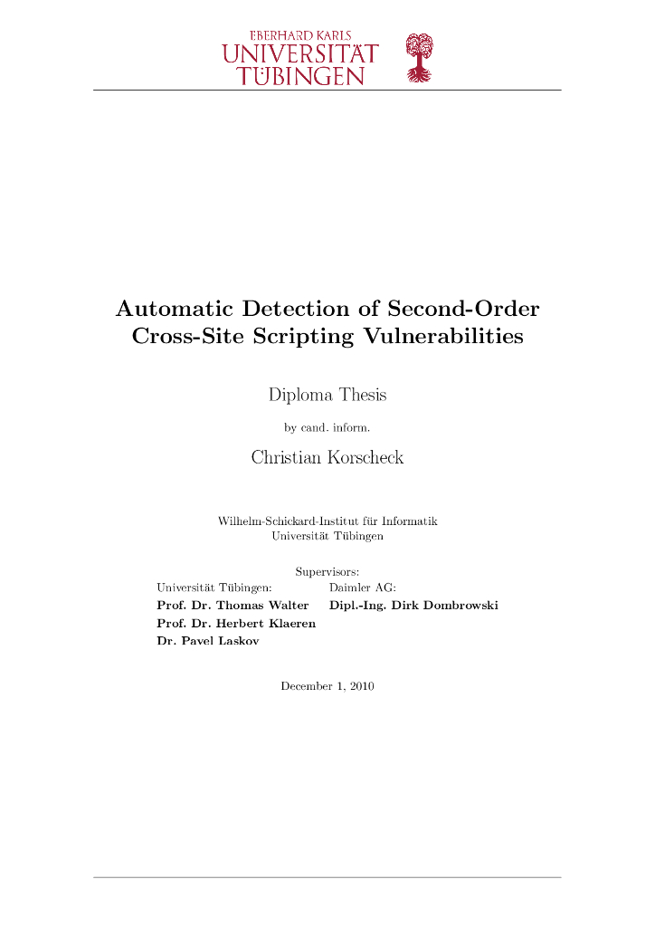 Automatic Detection of Second-Order XSS Vulnerabilities