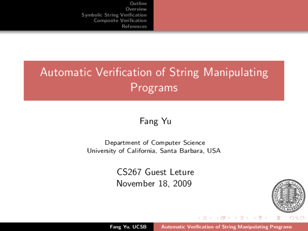 Automatic Verification of String Manipulating Programs