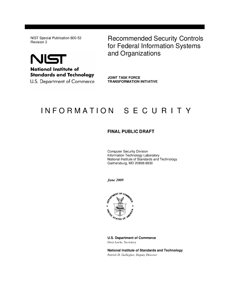 美国联邦信息系统的安全控制推荐NIST SP800