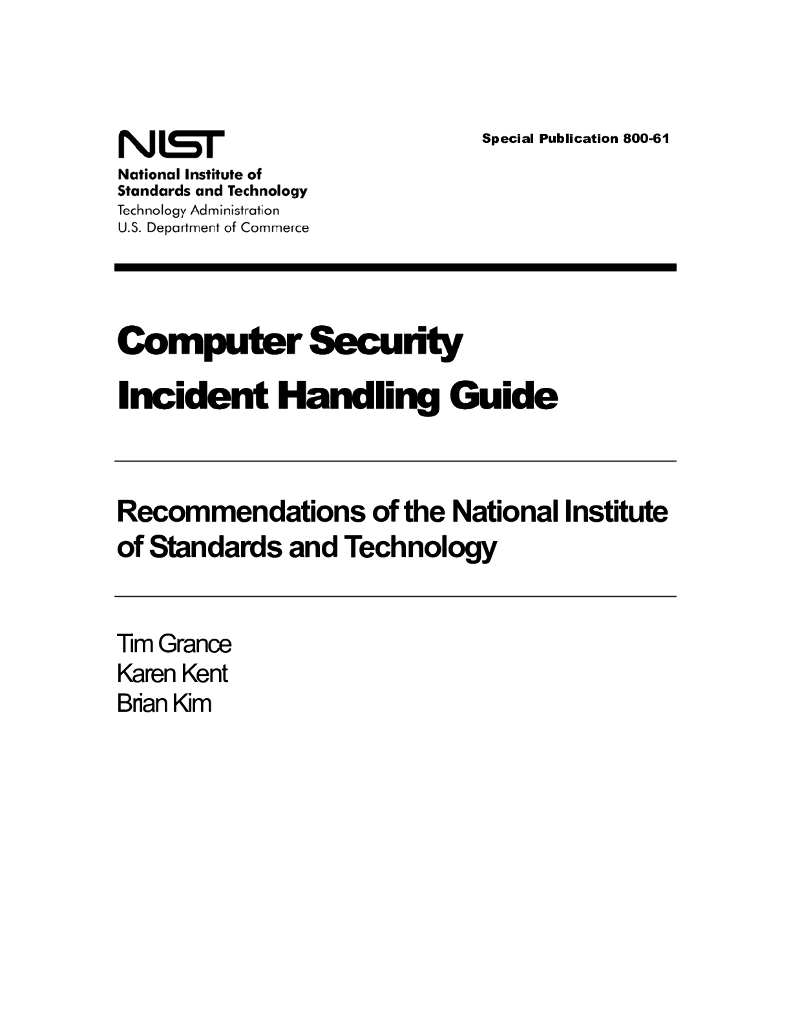 计算机安全事故处置指南（NIST800-61）