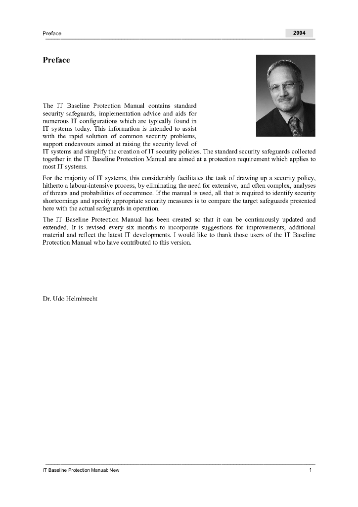 The IT Baseline Protection Manual 2004
