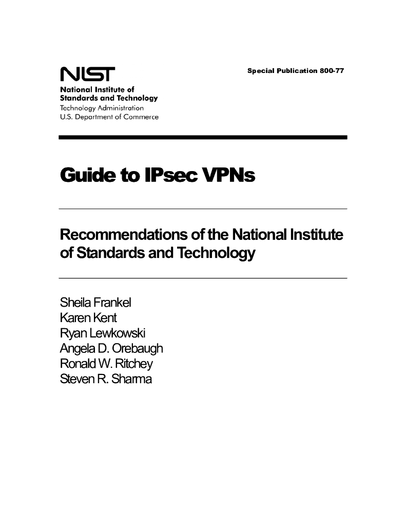 IPsec VPN指南（Guide to IPsec VPNs NIST SP800-77）