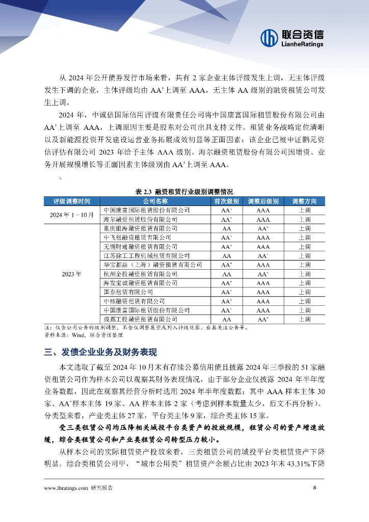 联合资信：融资租赁行业2024年回顾与2025年展望报告_第9页