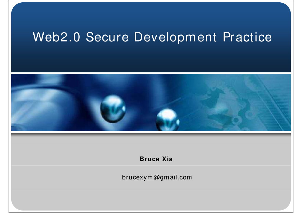 Web 2.0 Secure Development Practice