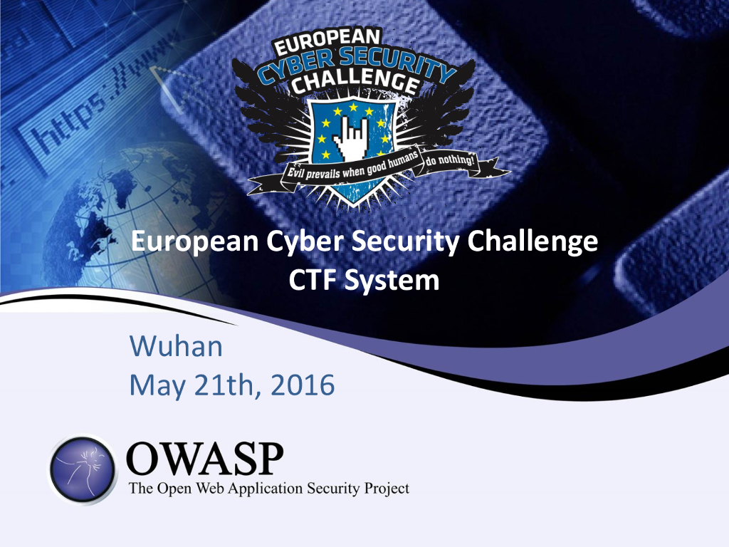 OWASP：Capture-the-Flag Secrets——European Cyber Security Challenge CTF System