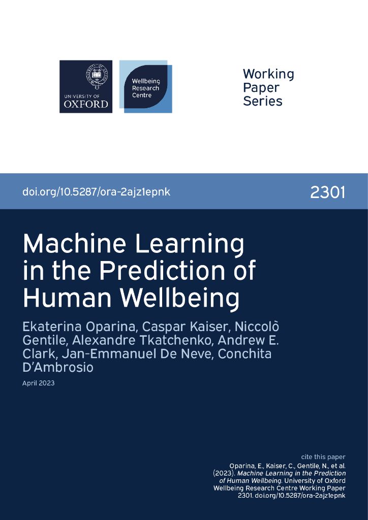牛津大学：2023年机器学习在人类幸福感预测中的应用报告（英文版）