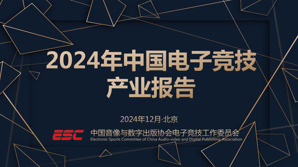 中国音像与数字出版协会电子竞技工作委员会：2024年中国电子竞技产业报告