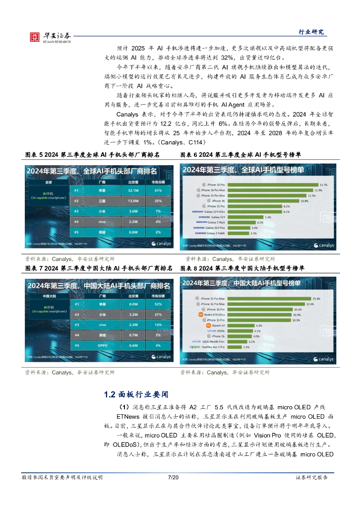 华安证券：电子行业周报：字节豆包与AI终端硬件结合发挥国产人工智能大模型实用价值_第7页