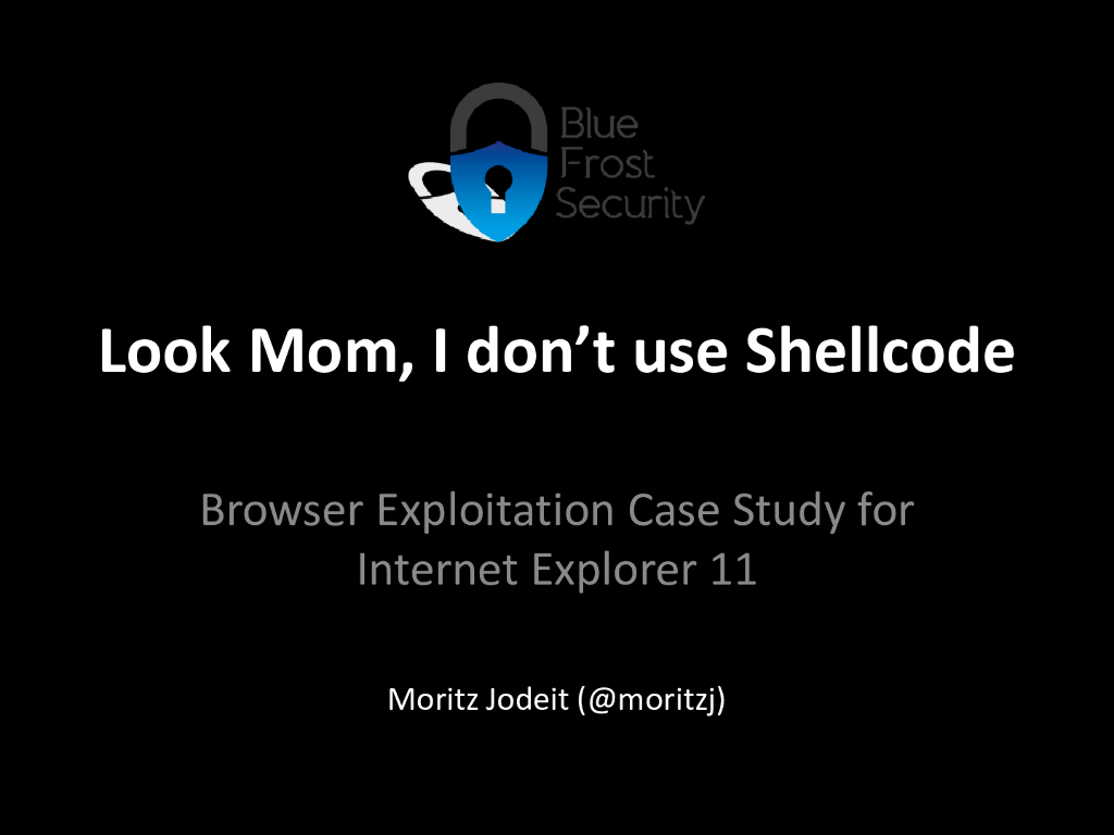看，老妈！我没有用 Shellcode：浏览器开发利用案例研究——Internet Explorer