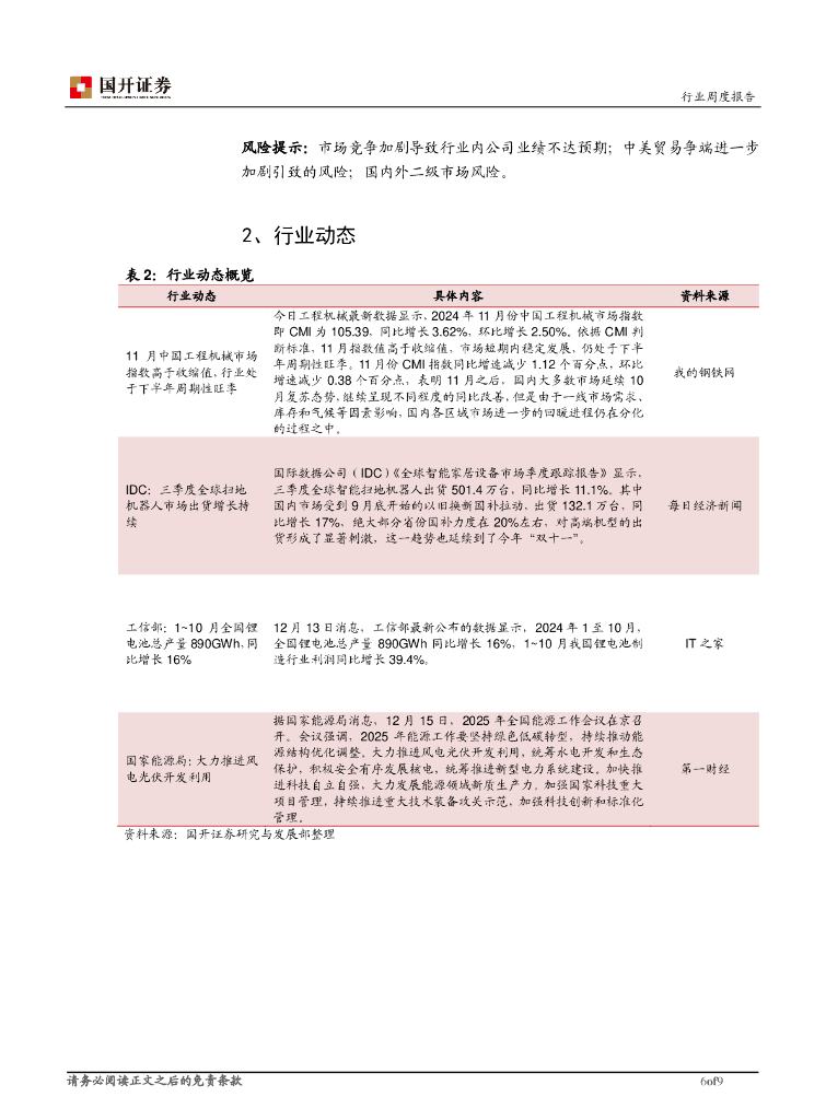 国开证券：机械设备行业周报：中央经济工作会议召开，科技创新引领新质生产力发展_第6页