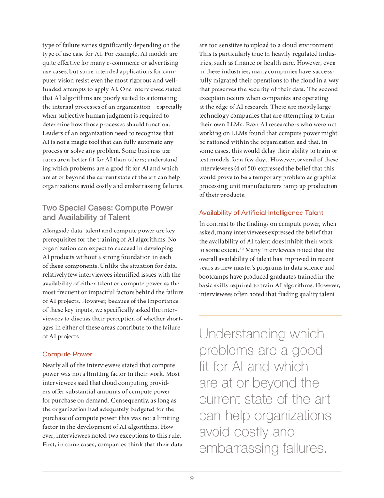 Rand兰德：2024年人工智能项目失败的五大根本原因及其成功之道-避免AI的反模式报告（英文版）_第9页