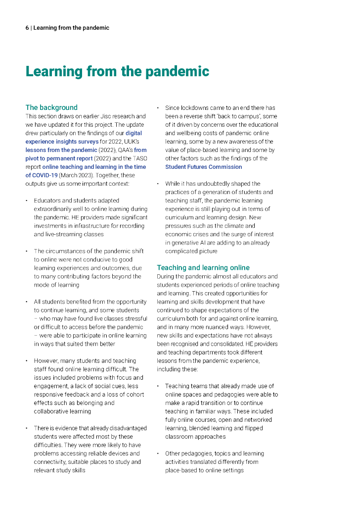 JISC：2024年超越混合-后疫情时代的课程与学习设计： 高等教育领域的经验教训报告（英文版）_第6页