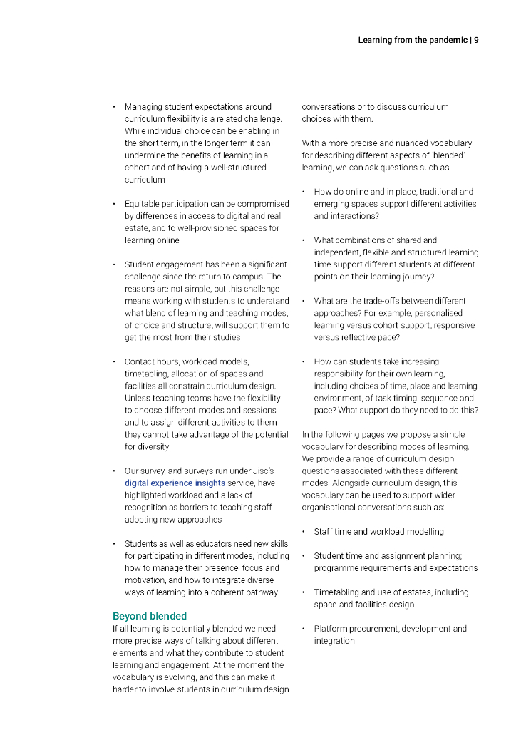 JISC：2024年超越混合-后疫情时代的课程与学习设计： 高等教育领域的经验教训报告（英文版）_第9页