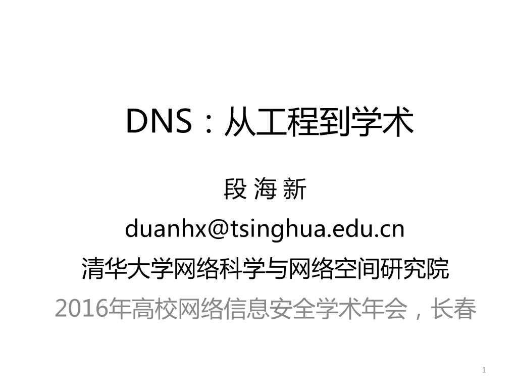清华大学（段海新）：DNS从工程到学术
