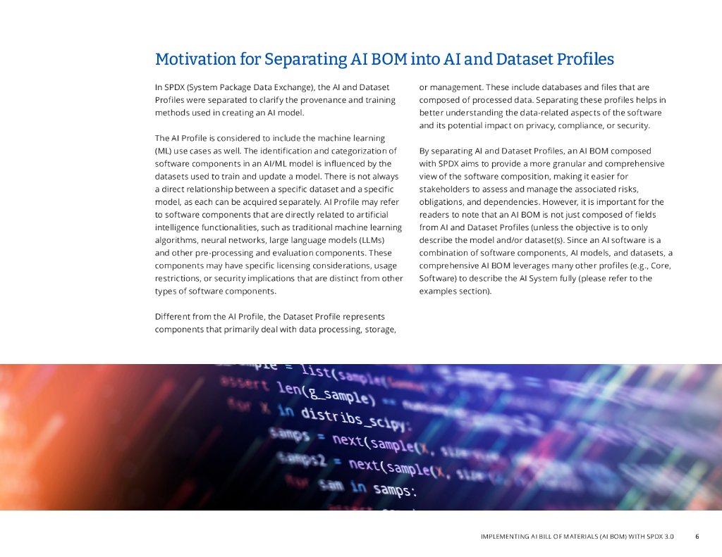 Linux基金会：2024年人工智能和数据集物料清单综合创建指南报告-使用 SPDX 3.0实施AI物料清单（AI BOM）（英文版）_第6页