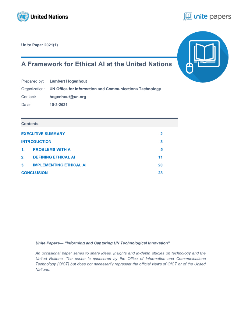 联合国：2024年联合国道德<em>人工智能</em>（Ethical AI）框架报告（英文版） 海报