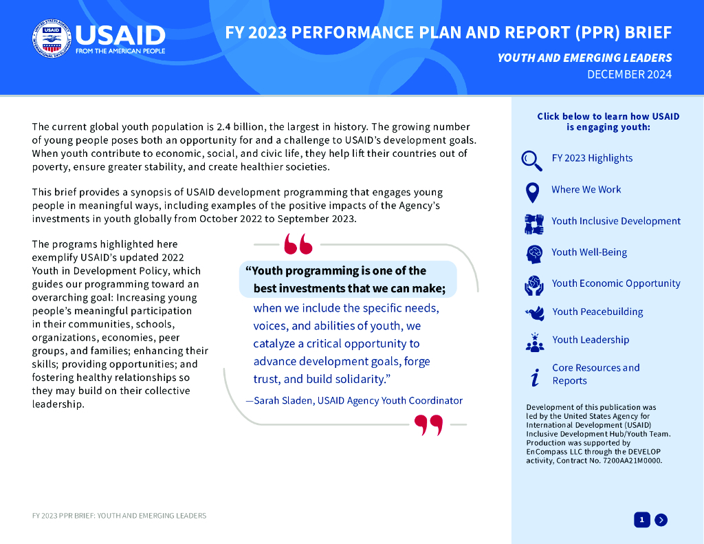 美国国际开发署（USAID）：2023财年绩效计划和报告（PPR）简介（英文版）