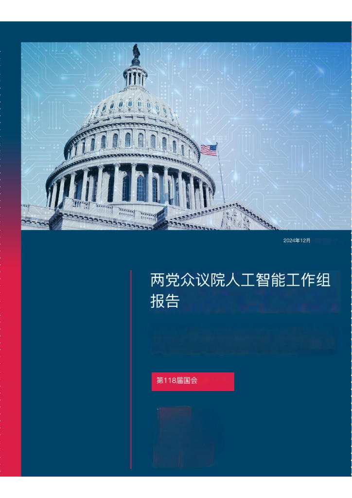 美众议院两党人工智能工作组：2024年推进美国人工智能发展的指导原则及具体建议报告