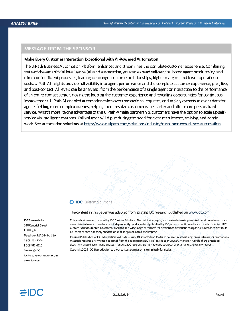 UiPath：2024年人工智能驱动的客户体验如何交付客户价值和业务成果报告（英文版）_第6页