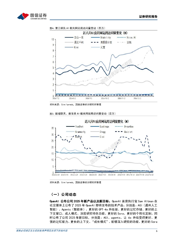 国信证券：互联网行业人工智能周报（25年第1周）：OpenAI公布25年目标，微软计划25财年在AI数据中心投入800亿美元_第6页