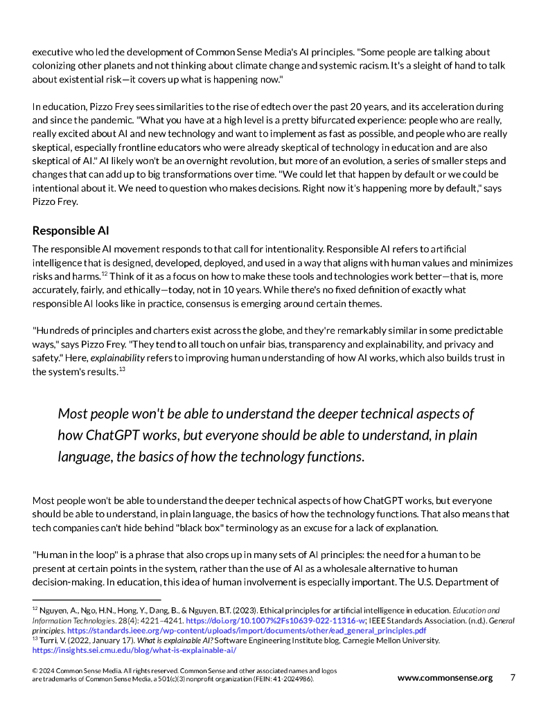 Common sense：2024年K-12教育中的生成式人工智能：挑战与机遇报告（英文版）_第7页
