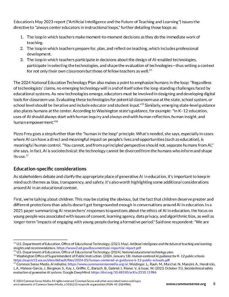 Common sense：2024年K-12教育中的生成式人工智能：挑战与机遇报告（英文版）_第8页