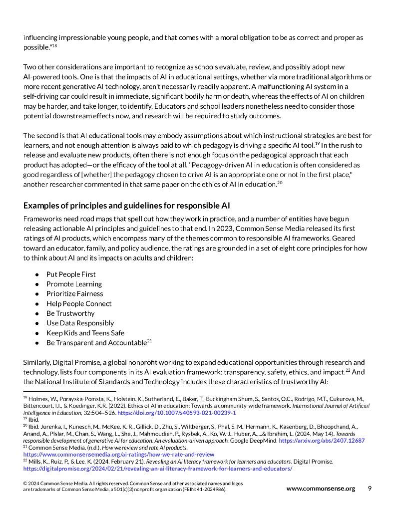 Common sense：2024年K-12教育中的生成式人工智能：挑战与机遇报告（英文版）_第9页