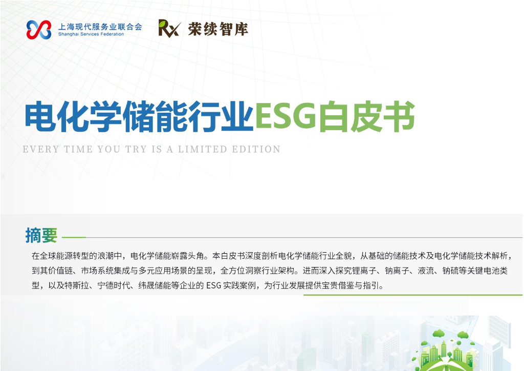 荣续ESG智库研究中心：2024年电化学储能行业ESG白皮书