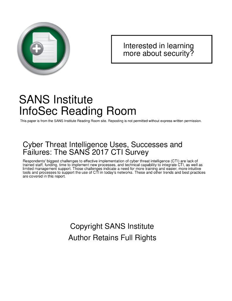 SANS：2017情报调查报告（英文版）