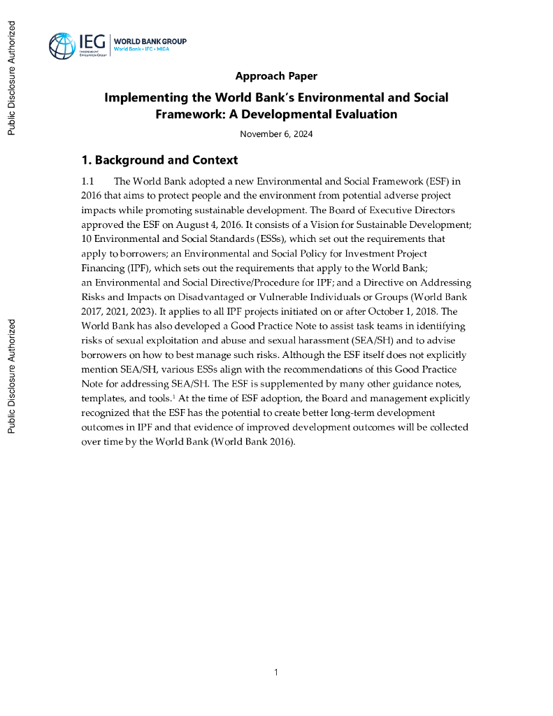世界银行：2024年实施世界银行的环境和社会框架：发展评估报告（英文版）