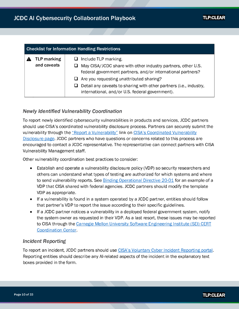美国网络安全和基础设施安全局：2025年联合网络防御协作组织人工智能网络安全协作手册（英文版）_第10页