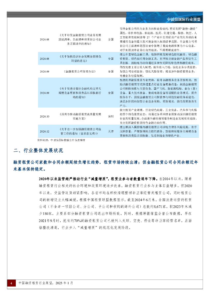 中诚信国际：中国融资租赁行业展望，2025年1月_第4页